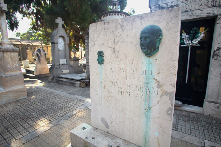 Detalle tumba Maximiliano Thous, en el Museo del Silencio. Cementerio General de Valencia